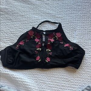 Bikini Top decorated with roses